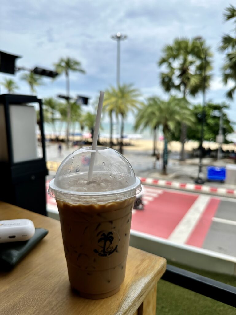 Coffee at a cafe at Pattaya beach