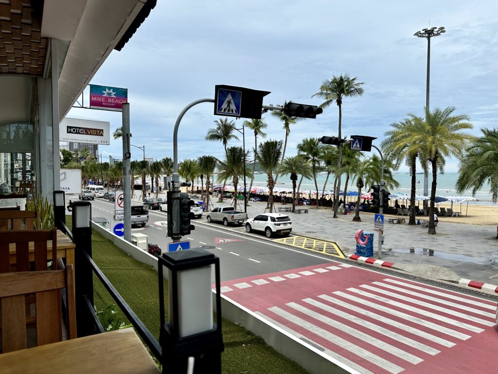 View of Pattaya beach from a cafe