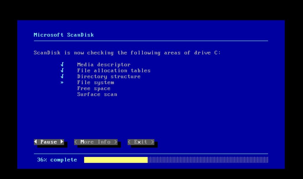 Microsoft ScanDisk, Checking File System