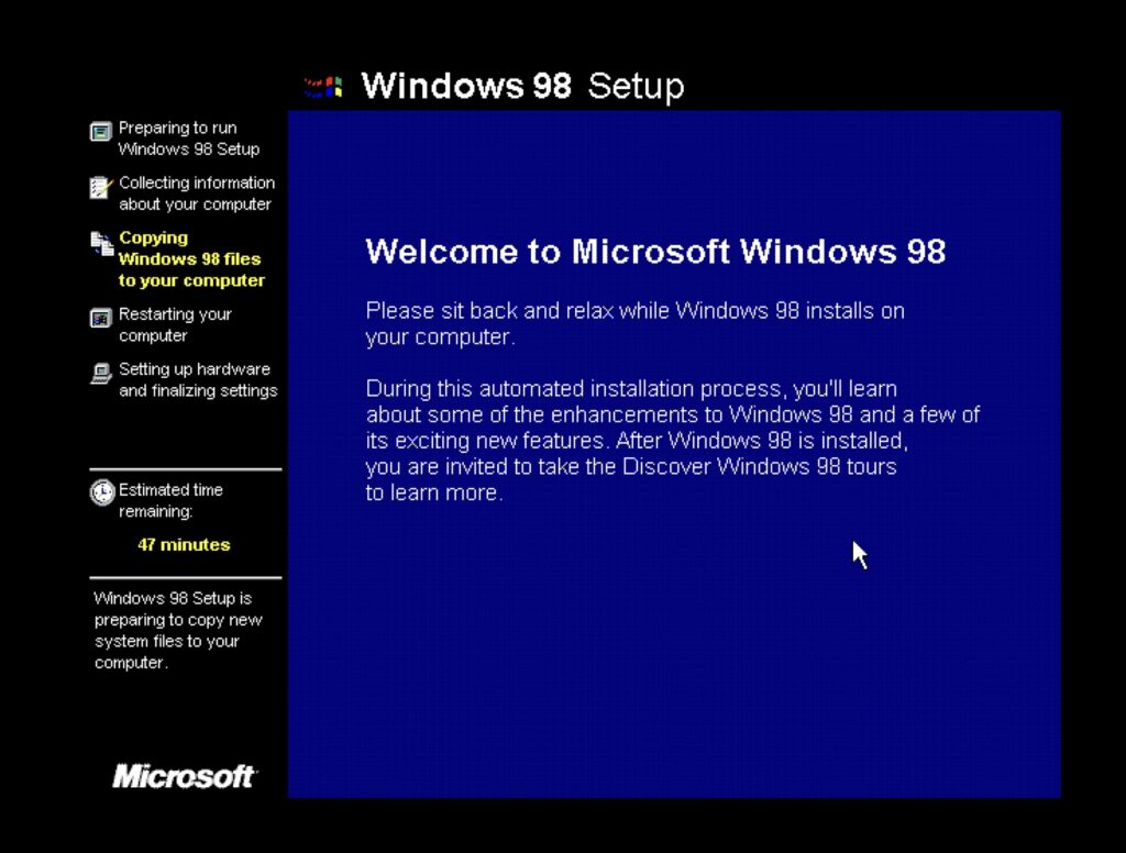 Welcome to Microsoft Windows 98