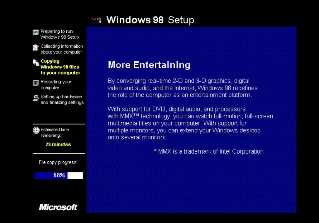 Windows 98 SE Setup, More Entertaining