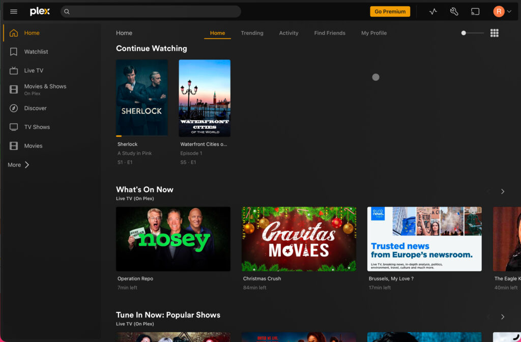 Plex Client, via browser