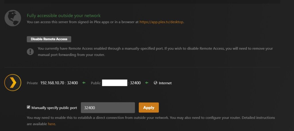 Plex Port Forwarding Setup
