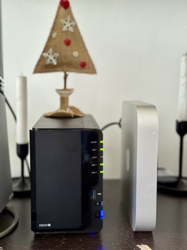 Synology DS224+ next to my Mac Mini