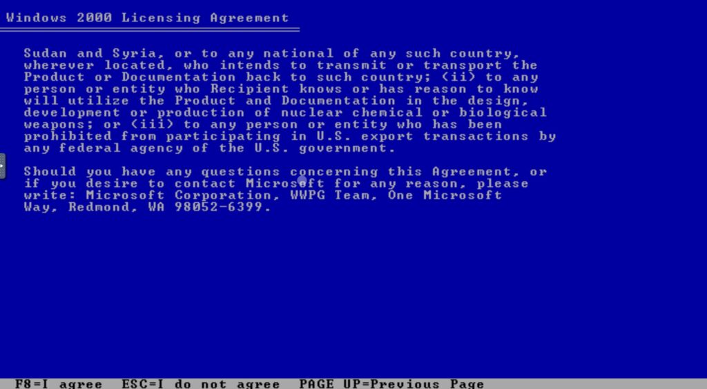 Widows 2000 Licensing Agreement
