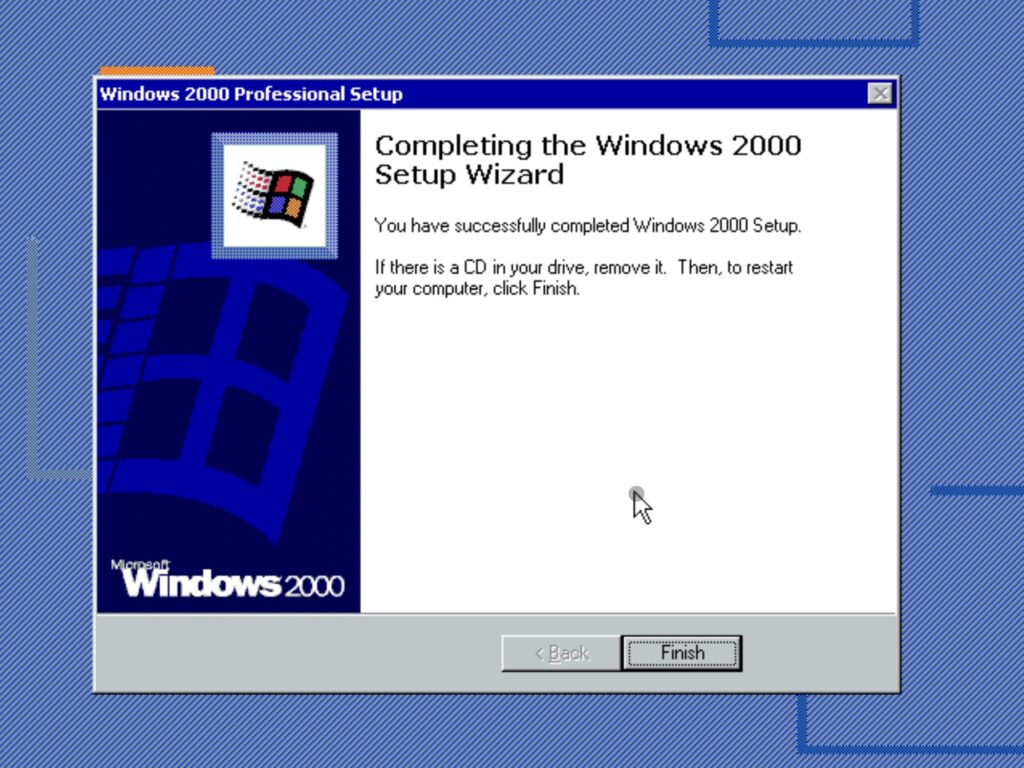 Windows 2000 Professional Setup: Completing the Windows 2000 Setup Wizard