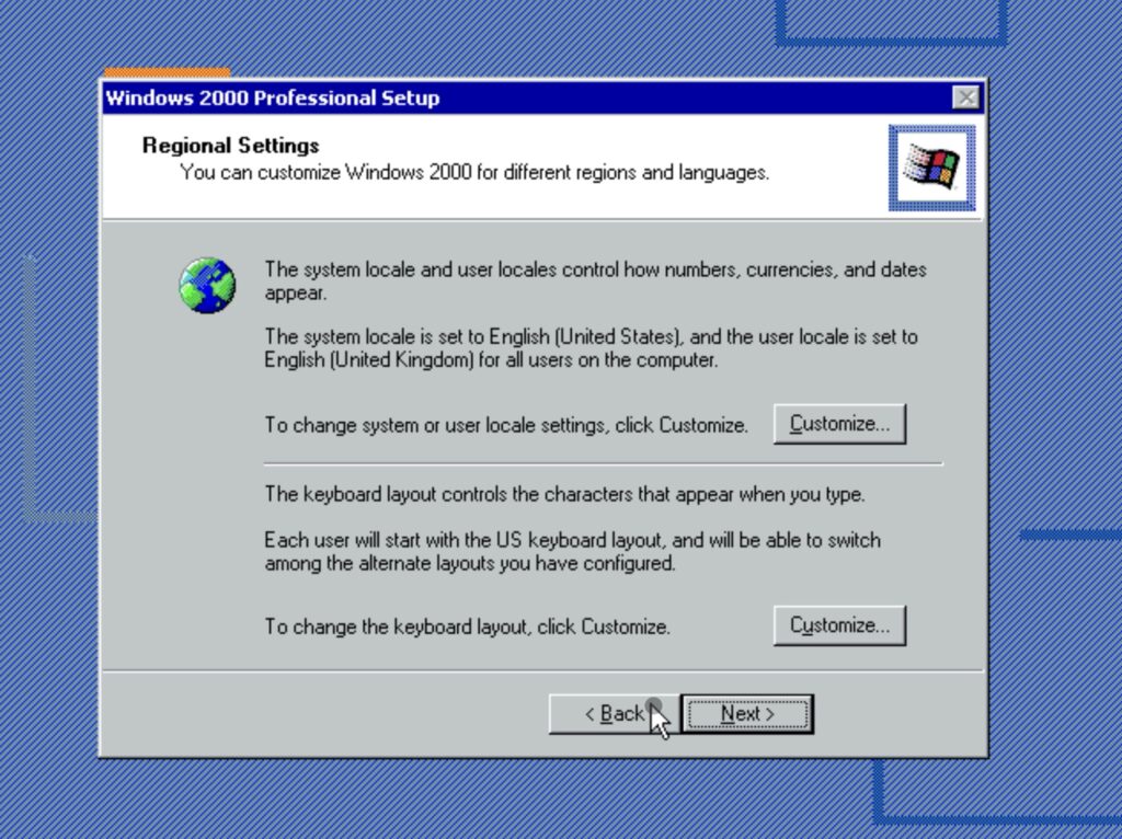 Windows 2000 Professional Setup: Regional Settings