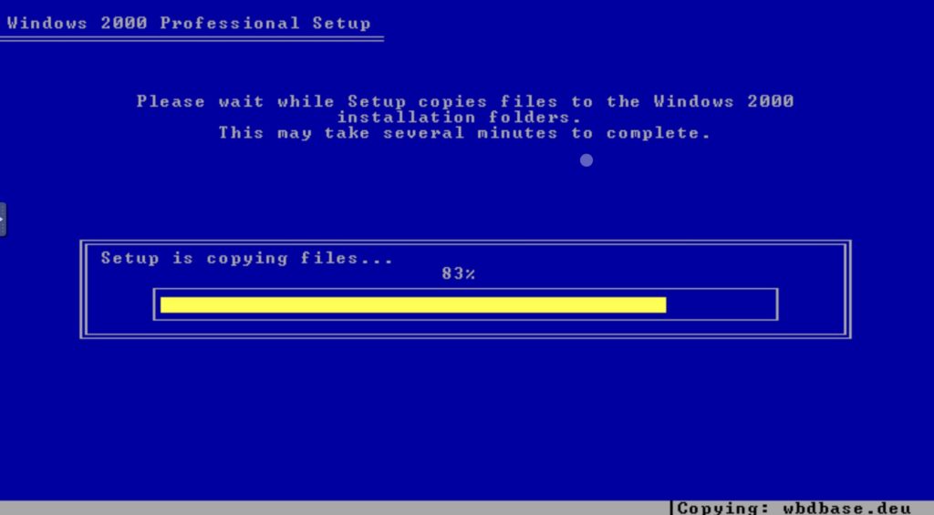 Windows 2000 Professional Setup: Setup is copying files
