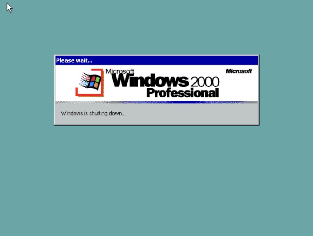 Windows 2000 Professional: Windows is shutting down