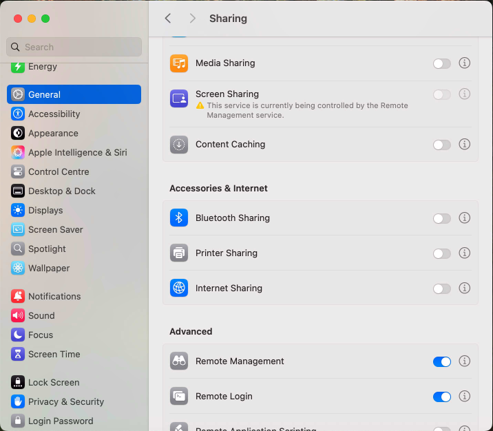 Remote Management and Remote Login, macOS