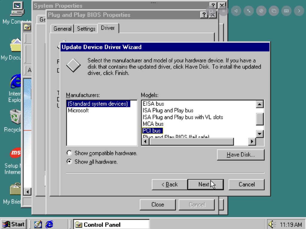 Standard system devices - PCI Bus