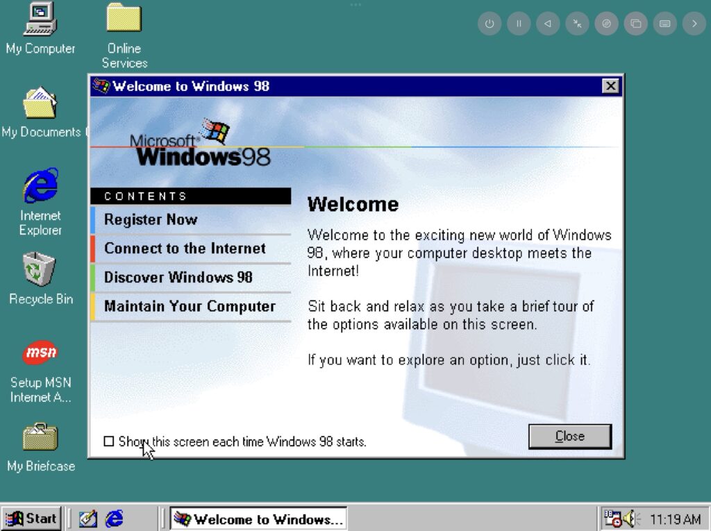 Welcome to Windows 98