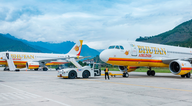 Bhutan Airlines Airplanes At Paro Airport