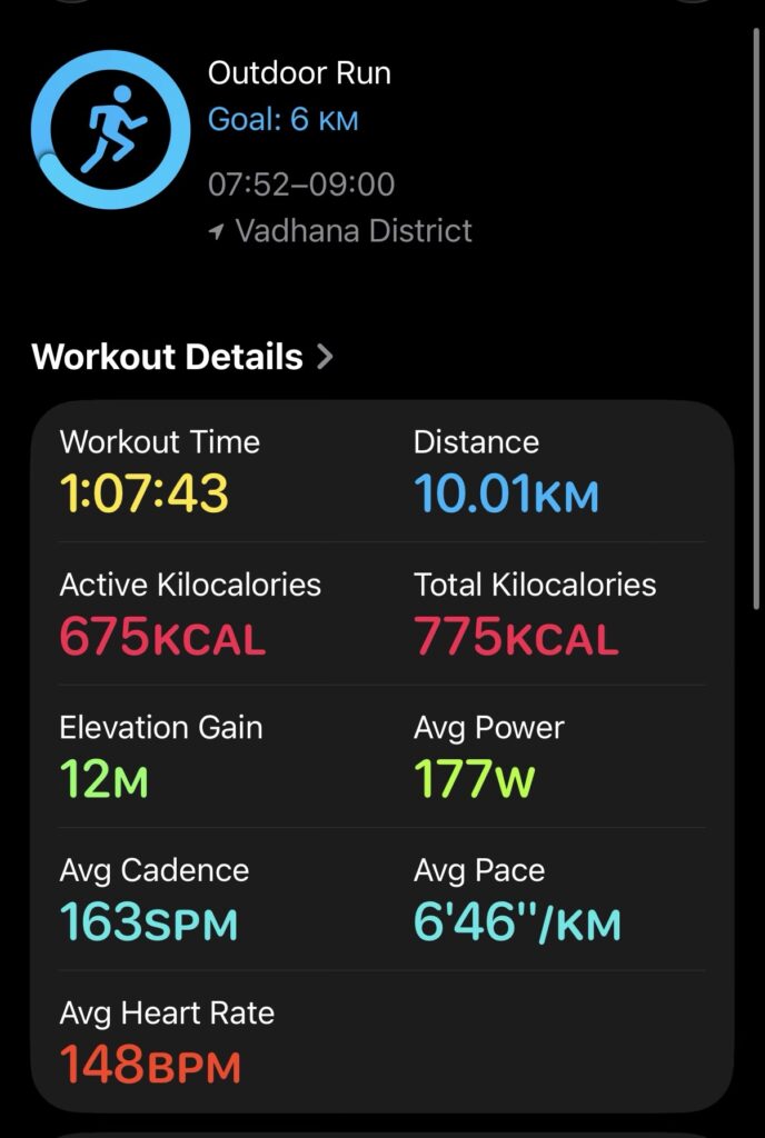Example Sunday 10k Free Run Stats