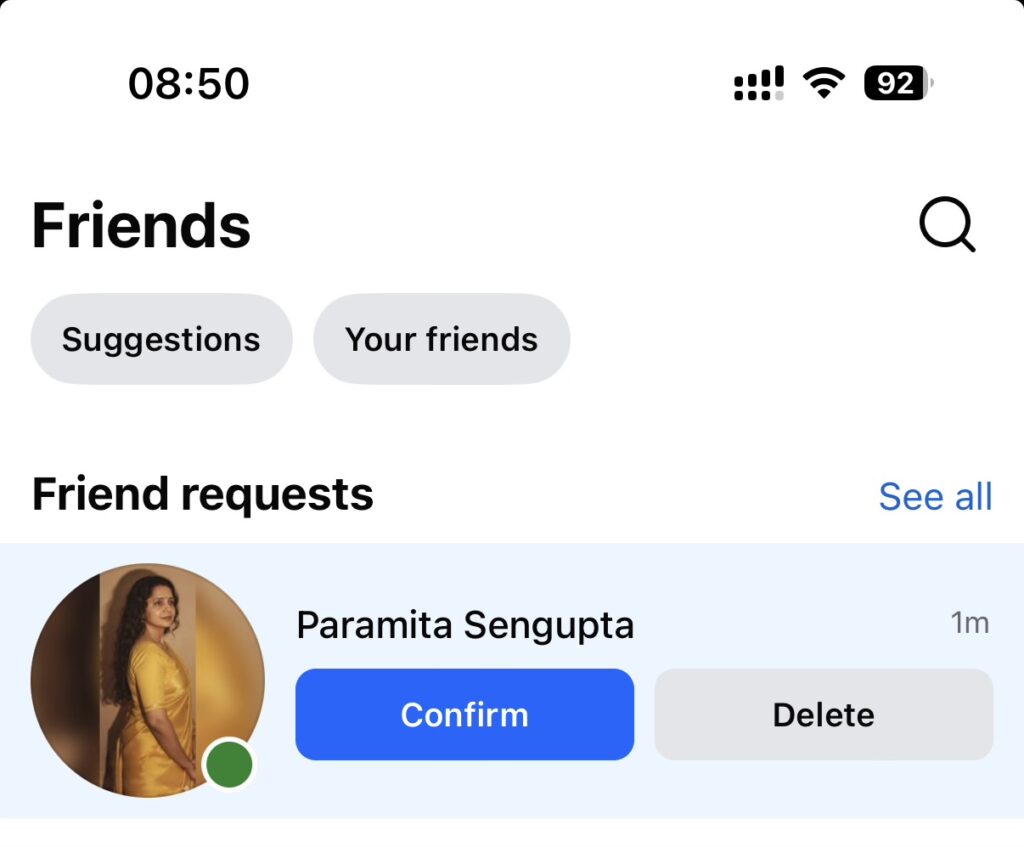 Bhikhari Mama’s wife trying to befriend on Facebook