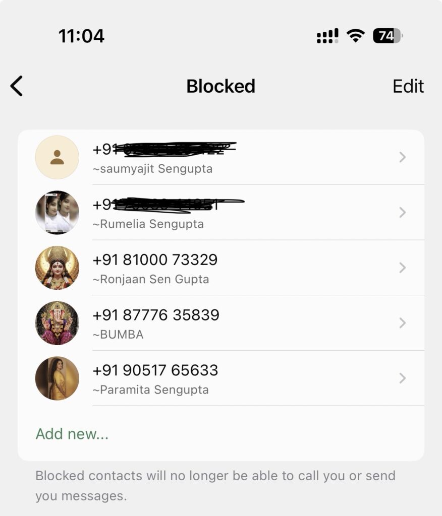 My WhatsApp Blocked List
