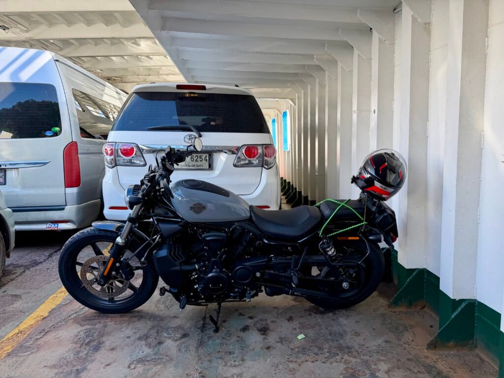 Nightster 975 on Ferry back to mainland